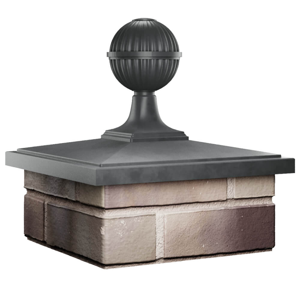 Колпак Zking БонаМоно Серый с шаром на столб 1.5х1.5 кирпича (385х385, 400х400мм) в сборе в Кызыле фото
