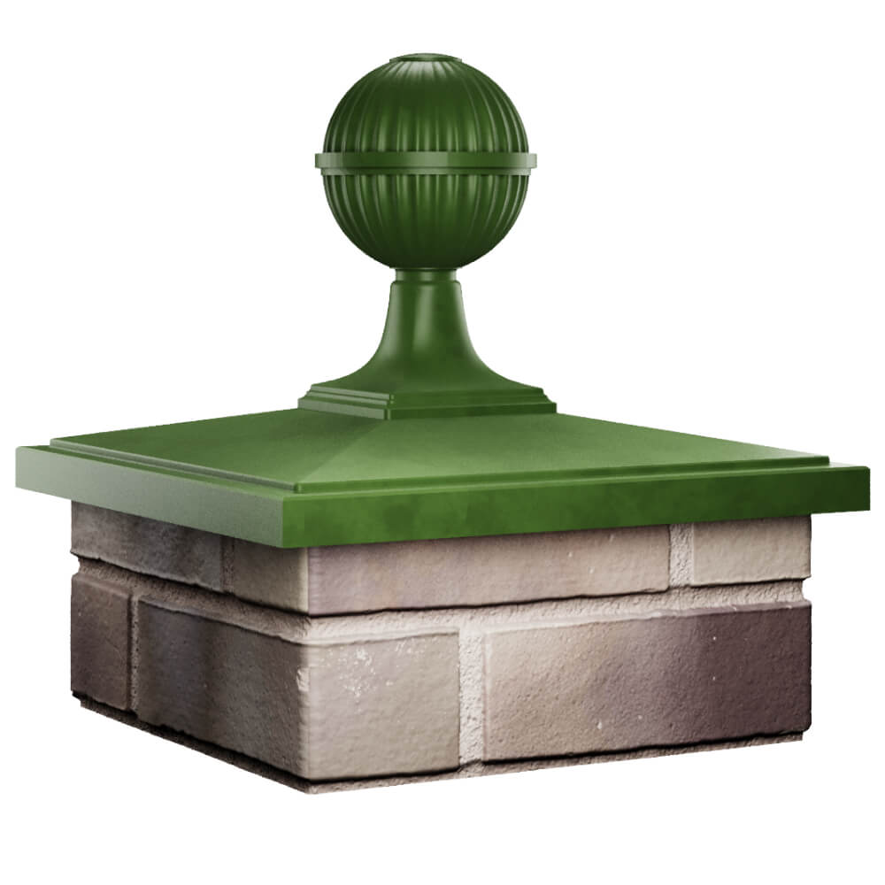 Колпак Zking БонаМоно Зеленый с шаром на столб 1.5х1.5 кирпича (385х385, 400х400мм) в сборе в Кызыле фото