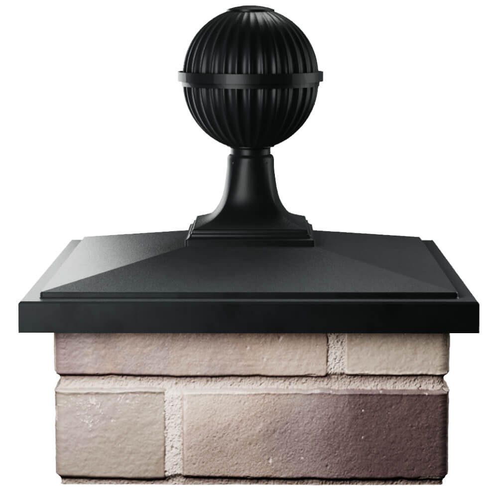 Колпак Zking БонаМоно Черный с шаром на столб 1.5х1.5 кирпича (385х385, 400х400мм) в сборе Кызыл фото