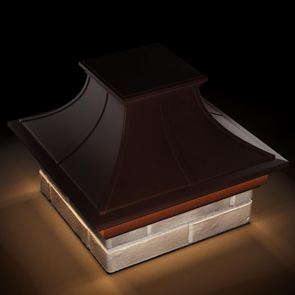Колпак Zking Монблан Премиум Коричневый на столб 1.5х1.5 кирпича (385х385мм) с подсветкой в Кызыле фото