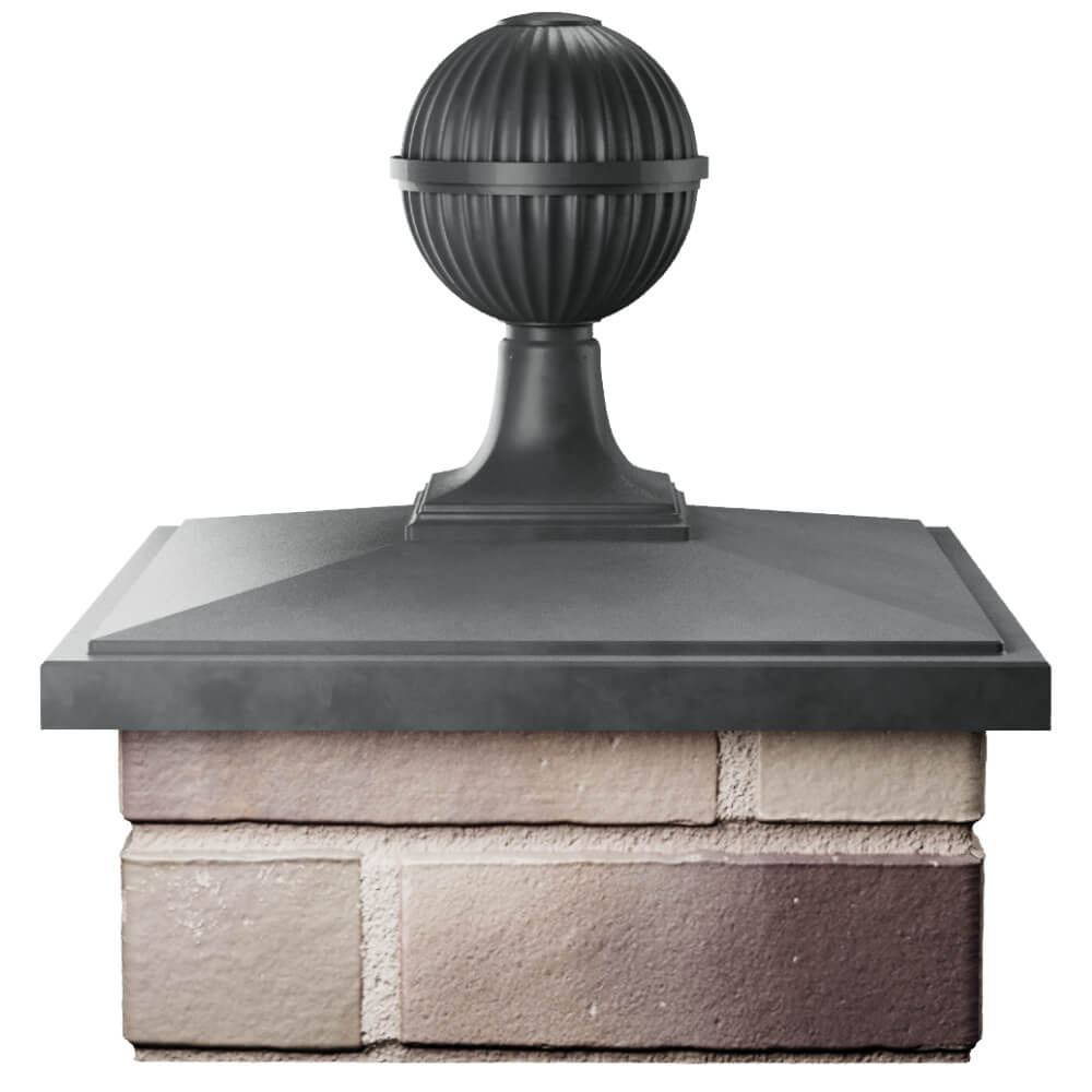 Колпак Zking БонаМоно Серый с шаром на столб 1.5х1.5 кирпича (385х385, 400х400мм) в сборе Кызыл фото