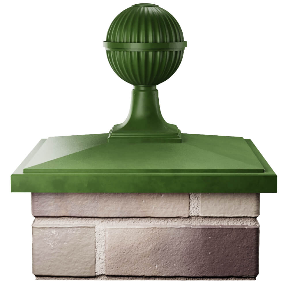 Колпак Zking БонаМоно Зеленый с шаром на столб 1.5х1.5 кирпича (385х385, 400х400мм) в сборе Кызыл фото