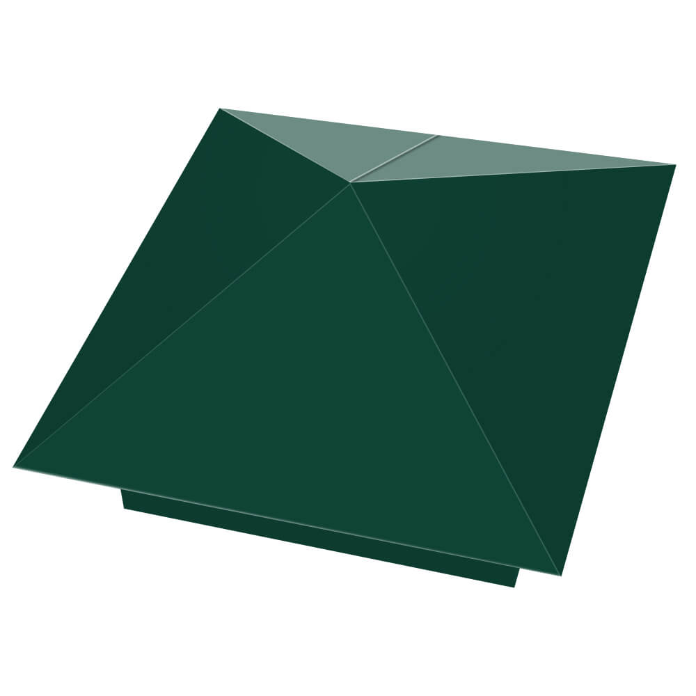 Колпак металлический 390х390мм RAL6005 Зеленый Мох заборный Кызыл фото