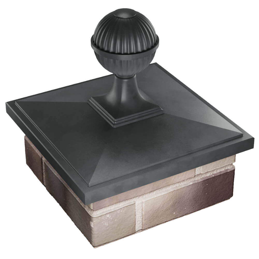 Колпак Zking БонаМоно Серый с шаром на столб 1.5х1.5 кирпича (385х385, 400х400мм) в сборе в Кызыле фото