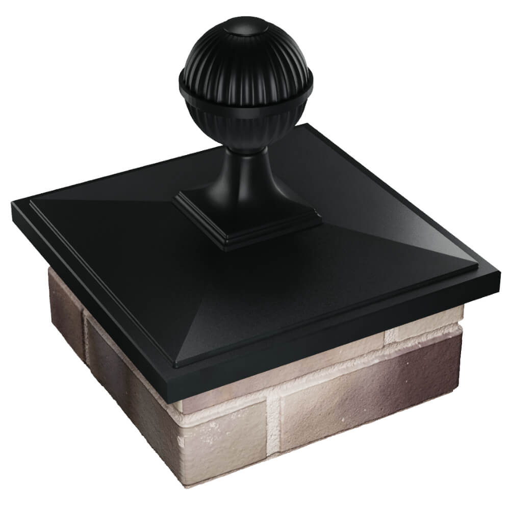 Колпак Zking БонаМоно Черный с шаром на столб 1.5х1.5 кирпича (385х385, 400х400мм) в сборе в Кызыле фото