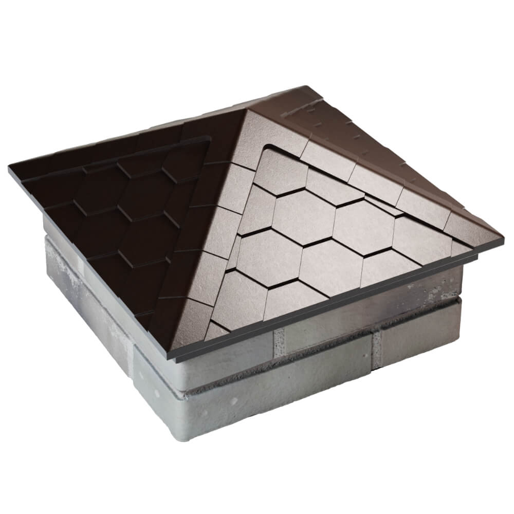 Колпак Zking Эверест Коричневый на столб 1.5х1.5 кирпича (390х390мм) в Кызыле фото