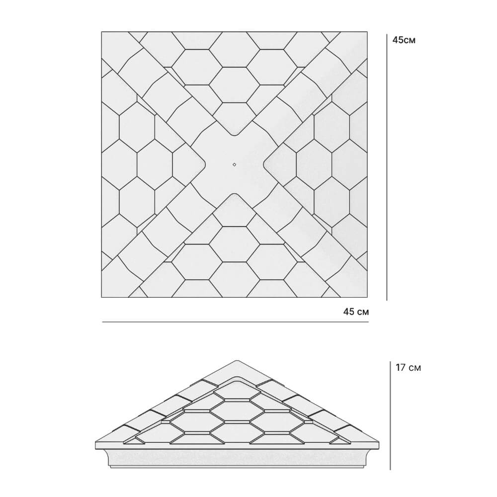 Колпак Zking Эверест Серый на столб 1.5х1.5 кирпича (390х390мм) в Кызыле фото