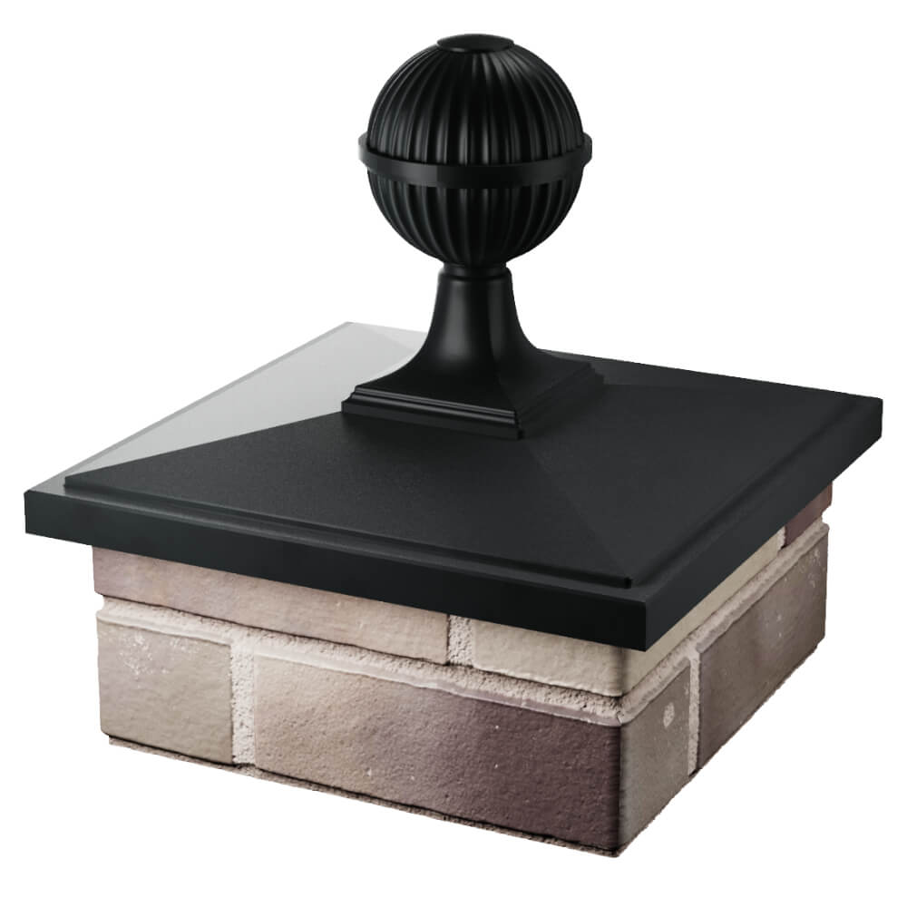 Колпак Zking БонаМоно Черный с шаром на столб 1.5х1.5 кирпича (385х385, 400х400мм) в сборе в Кызыле фото