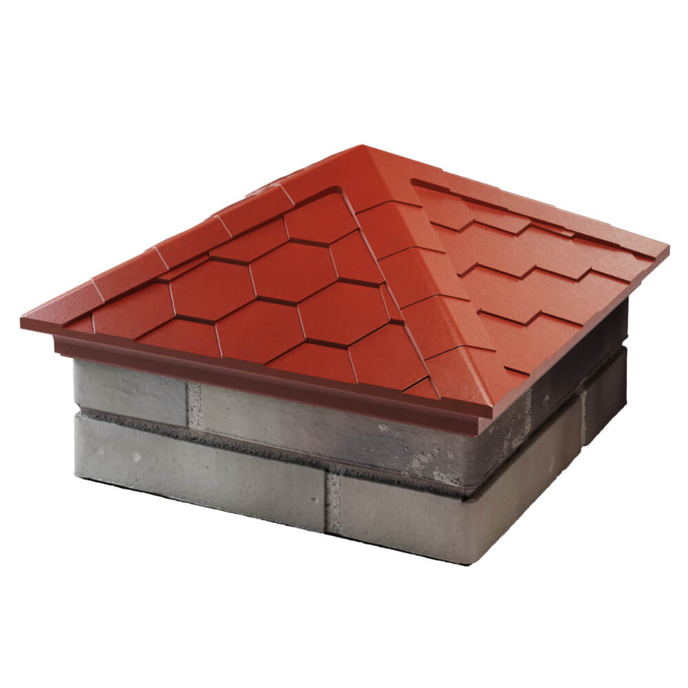 Колпак Zking Эверест Красный на столб 1.5х1.5 кирпича (390х390мм) в Кызыле фото