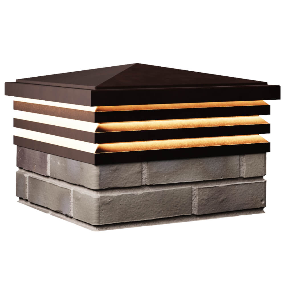 Колпак Zking Бона ХайТек Коричневый на столб 1.5х1.5 кирпича (385х385мм) с подсветкой в Кызыле фото