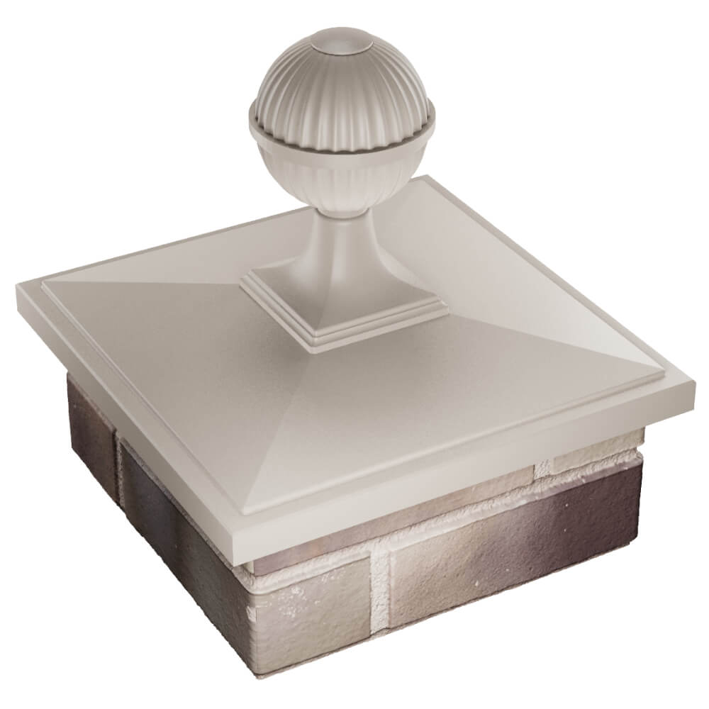 Колпак Zking БонаМоно Бежевый с шаром на столб 1.5х1.5 кирпича (385х385, 400х400мм) в сборе в Кызыле фото
