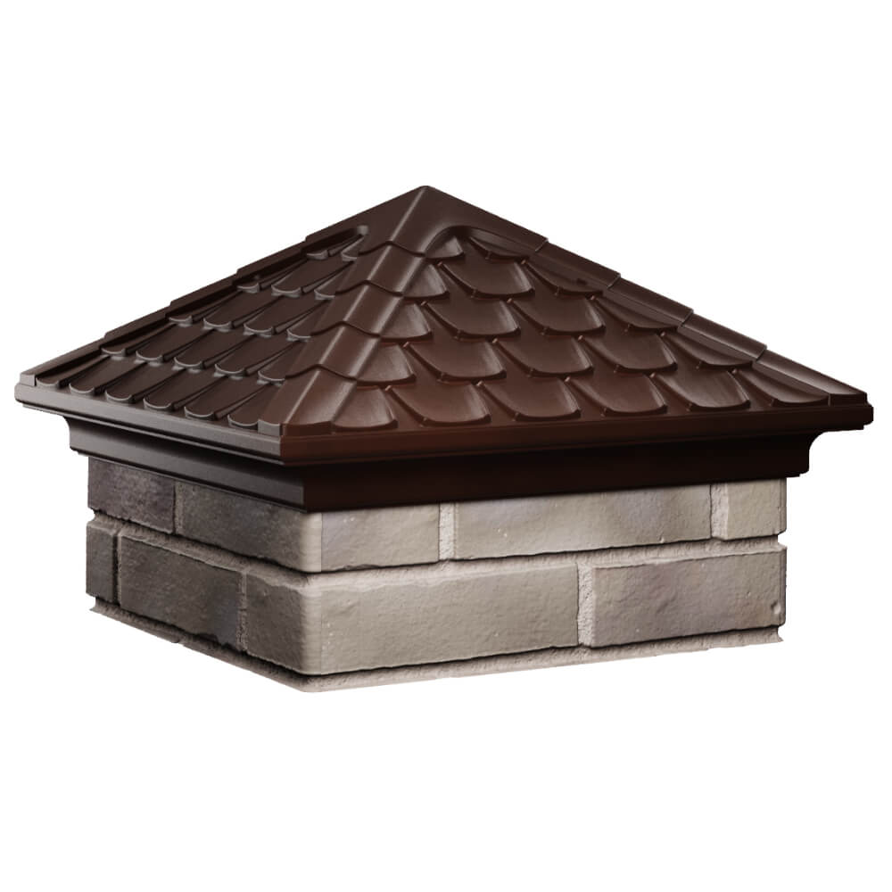 Колпак Zking Эльбрус Коричневый на столб 1.5х1.5 кирпича (385х385мм) в Кызыле фото
