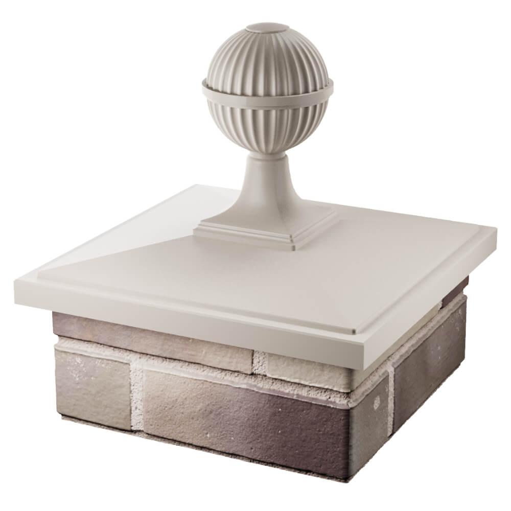 Колпак Zking БонаМоно Бежевый с шаром на столб 1.5х1.5 кирпича (385х385, 400х400мм) в сборе в Кызыле фото