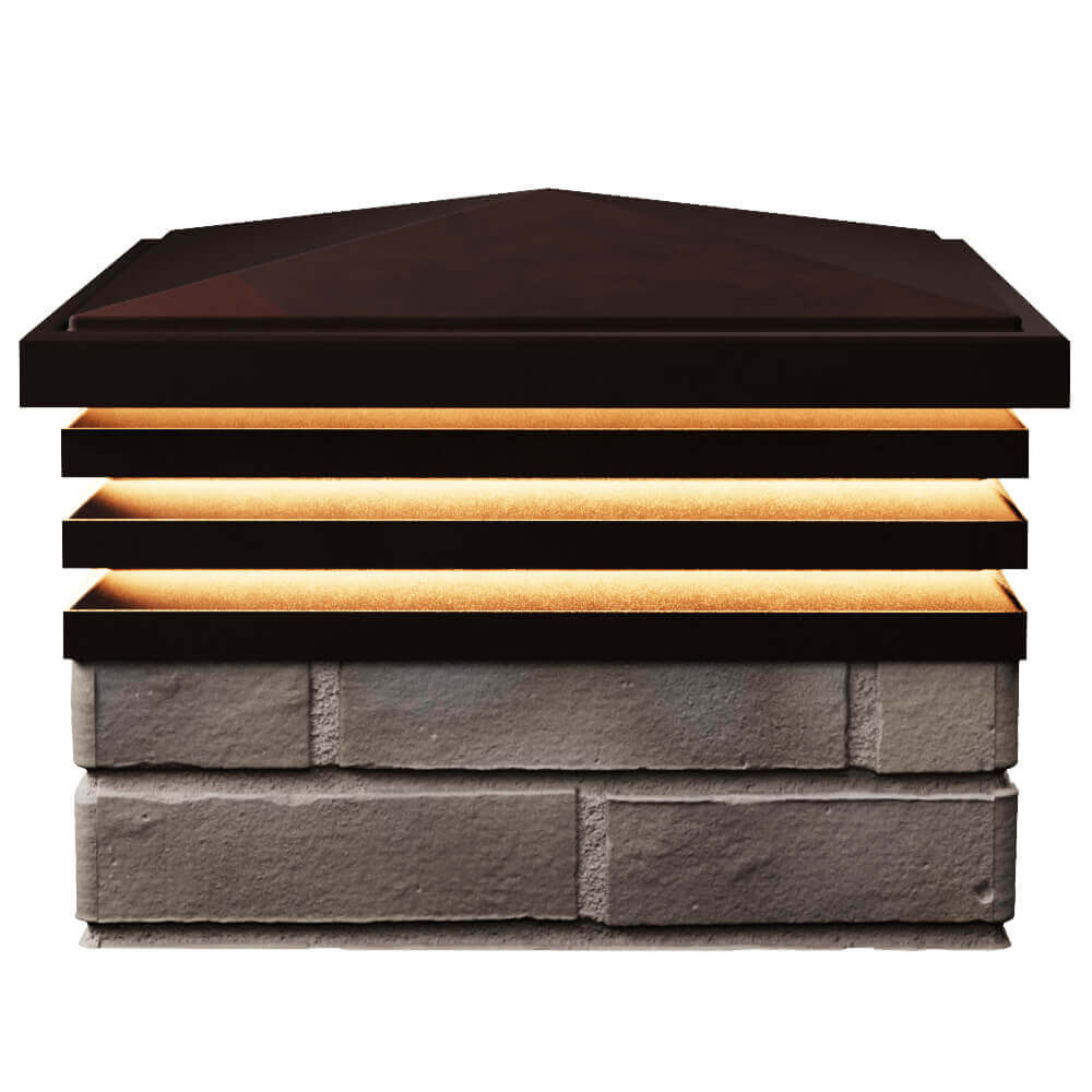 Колпак Zking Бона ХайТек Коричневый на столб 1.5х1.5 кирпича (385х385мм) с подсветкой в Кызыле фото